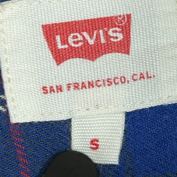 Vintage Levis Shirt Mens S Blue Plaid Flannel Long Sleeve Button Up Shirt - Picture 2 of 13